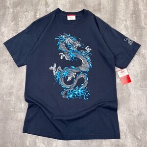 Vintage JNCO Dragon T-Shirt Mens Medium Blue Skate Flames Grunge USA NWT